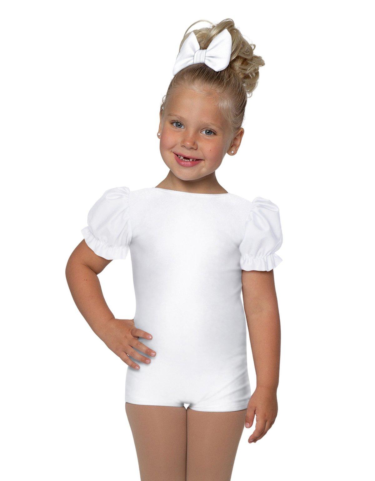 Solid Lycra Puff Sleeve Biketard