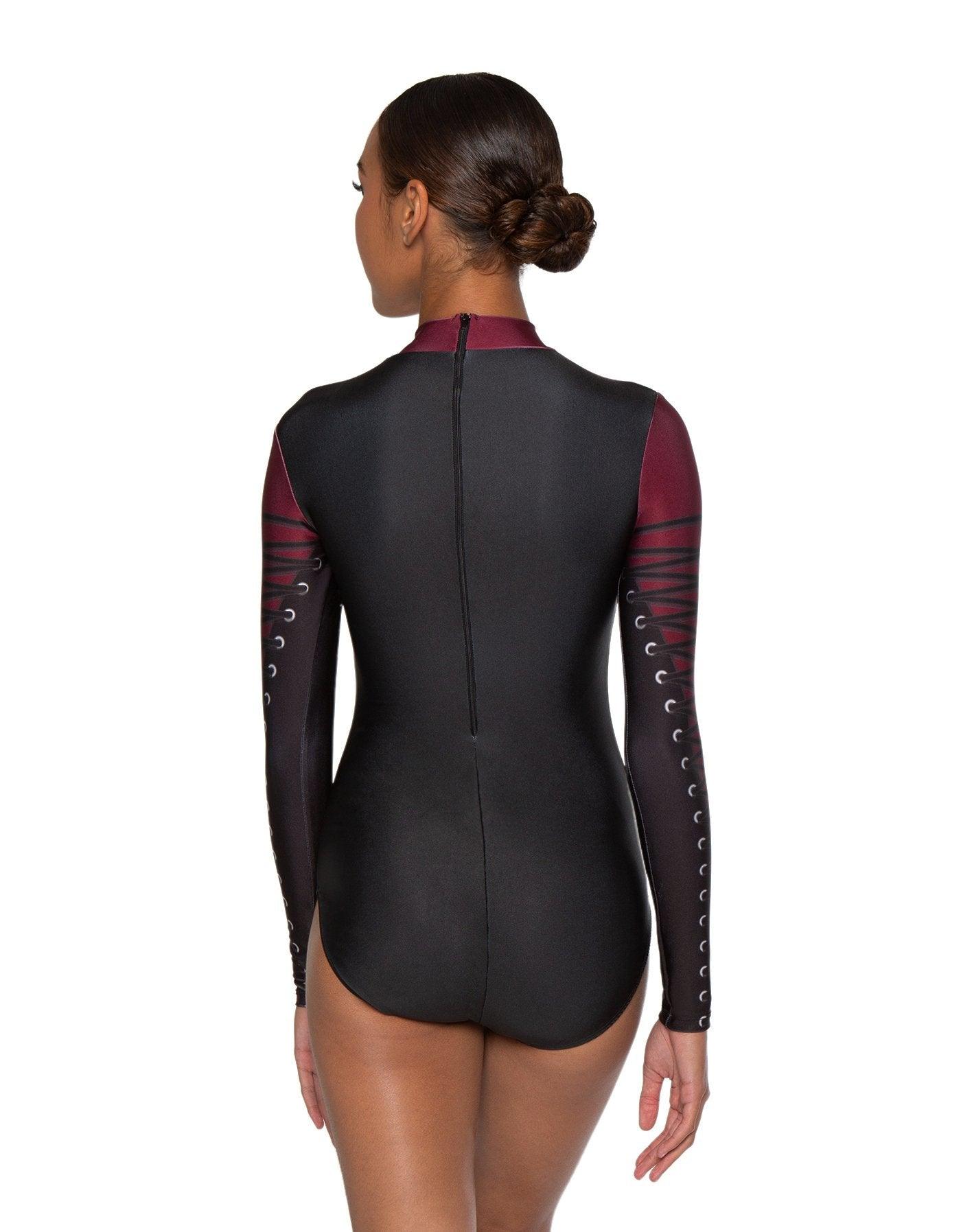 Laced Up LS Tneck Zipper Back Leotard - Hamilton Theatrical