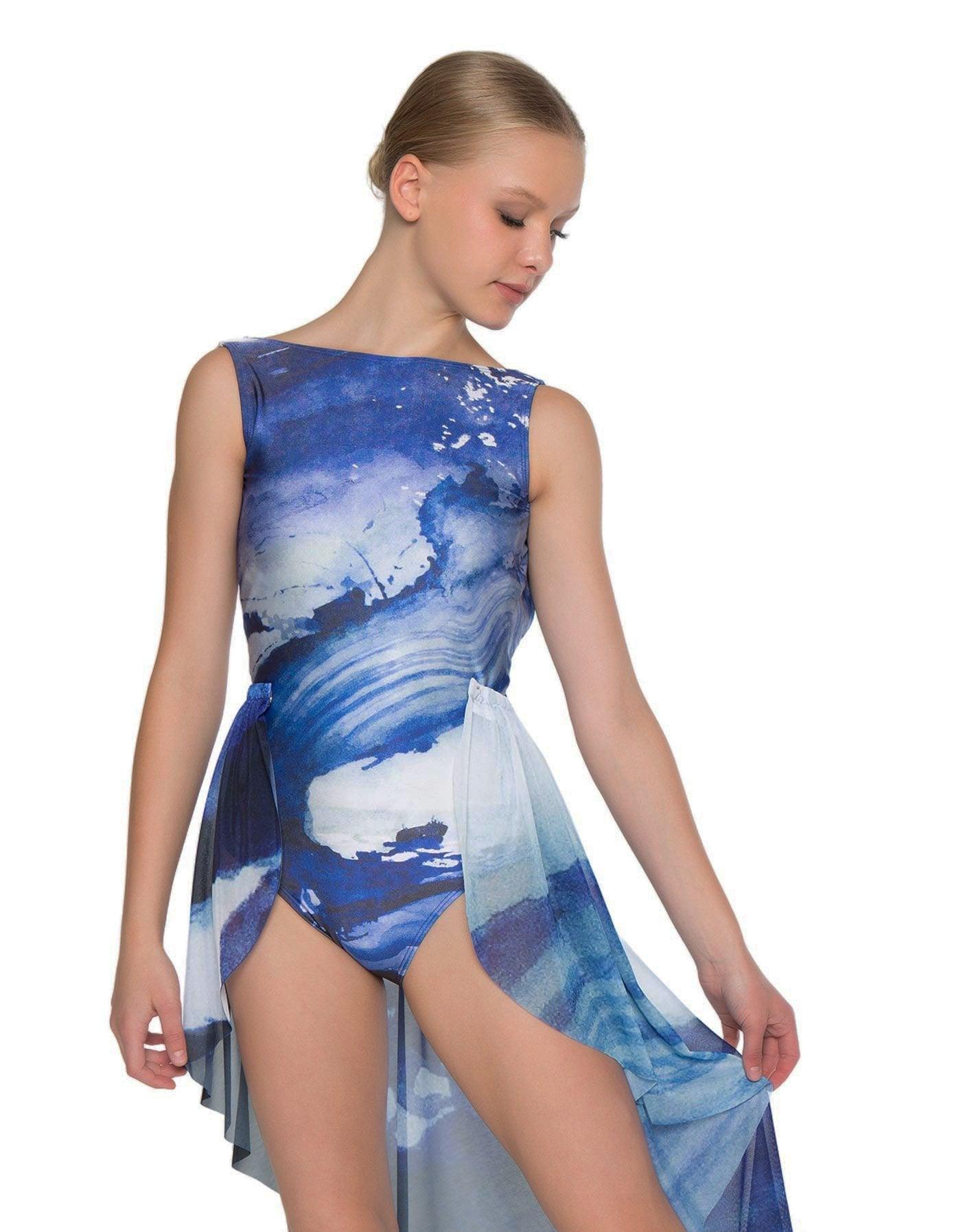 Tidal Wave Printed Open Ballroom Skirt