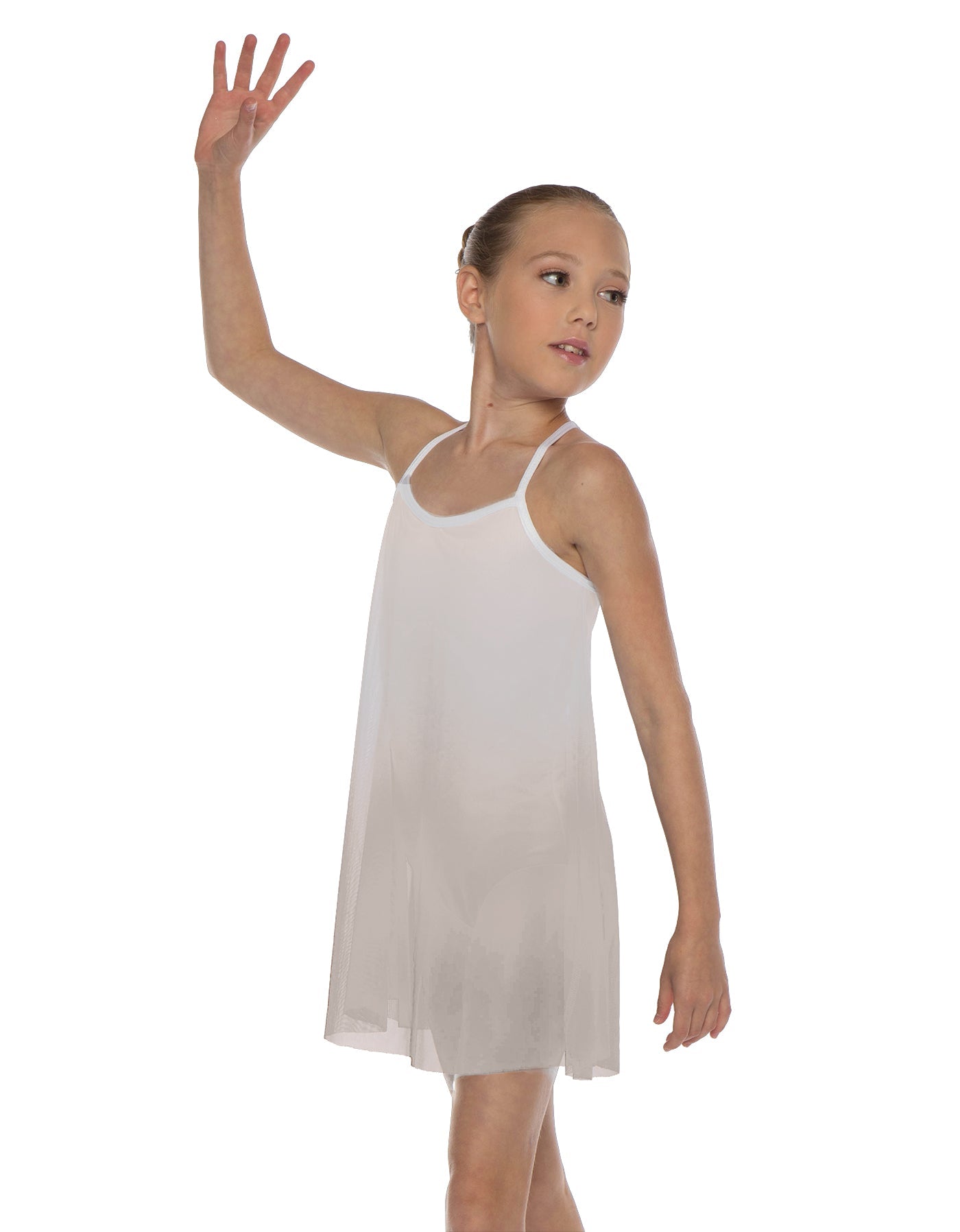 Solid Short Polychiffon Dress with White Lycra Body