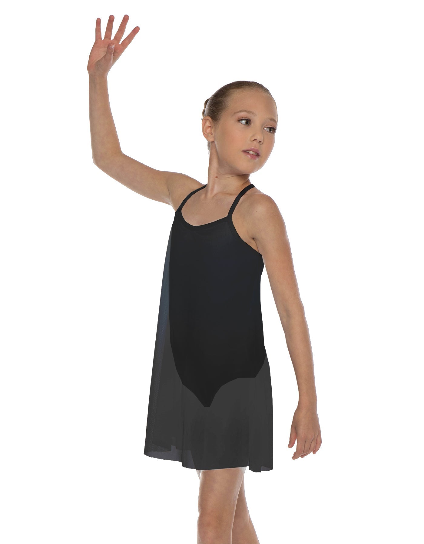 Solid Short Polychiffon Dress with Black Lycra Body