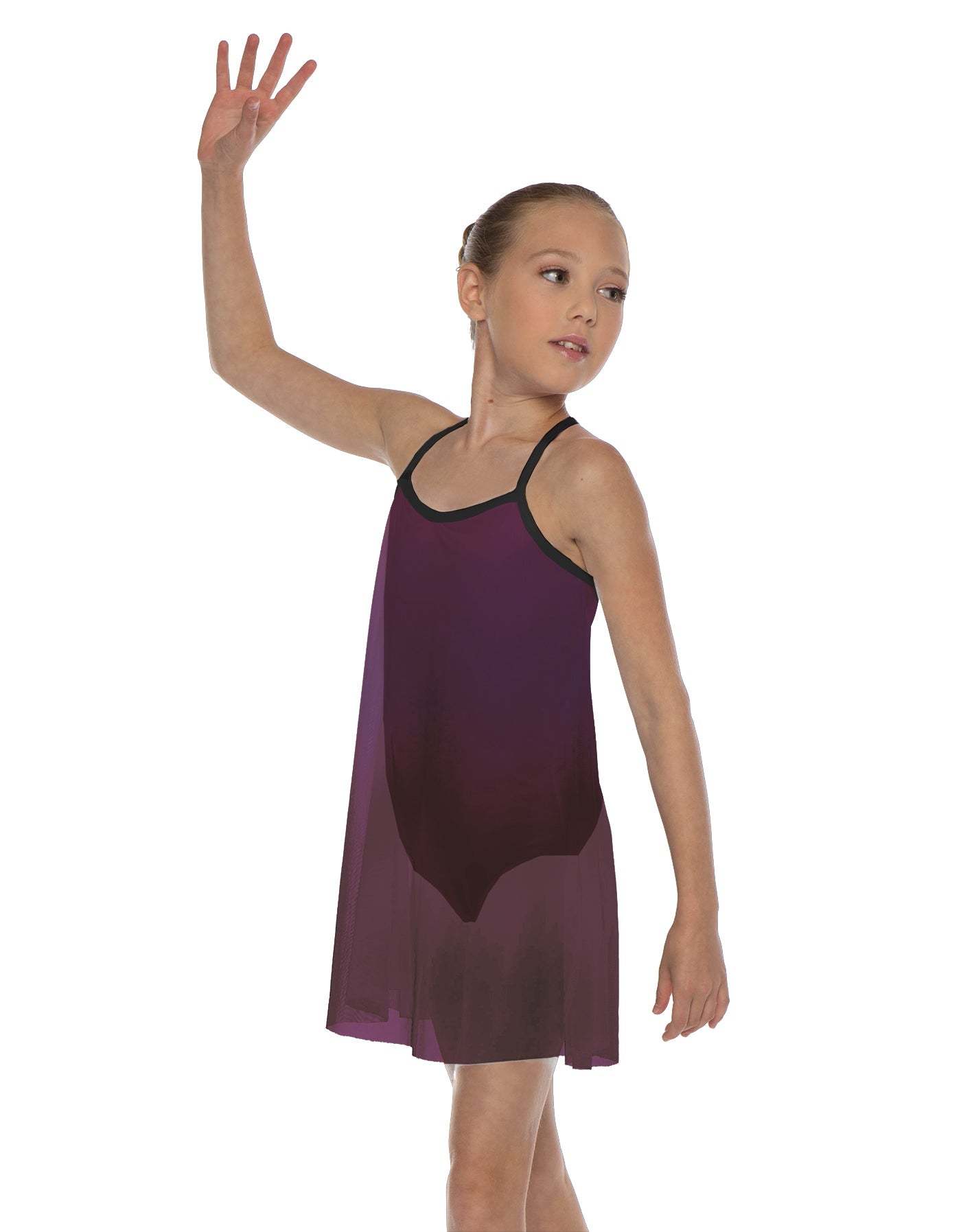 Solid Short Polychiffon Dress with Black Lycra Body