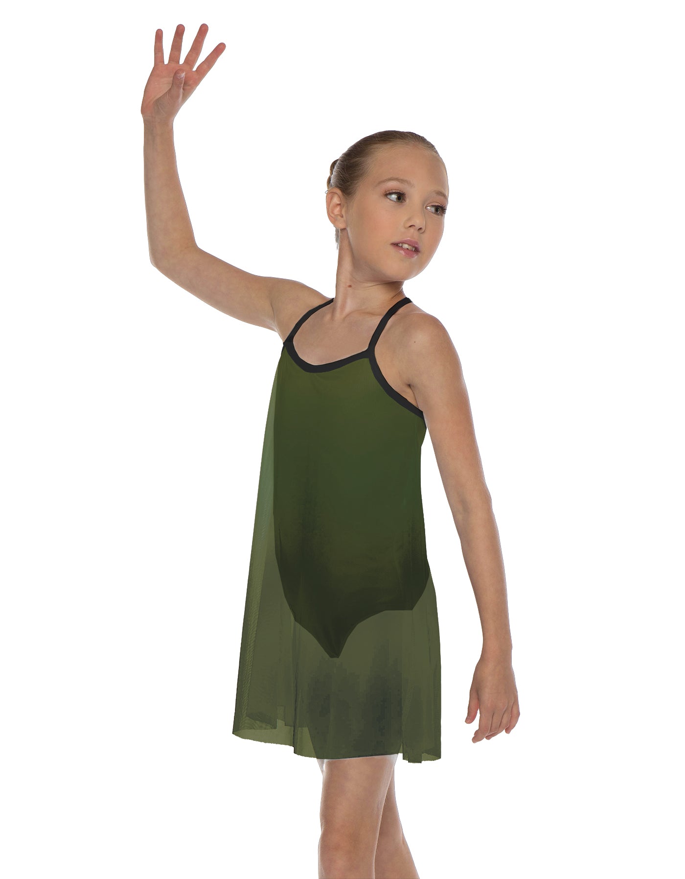 Solid Short Polychiffon Dress with Black Lycra Body