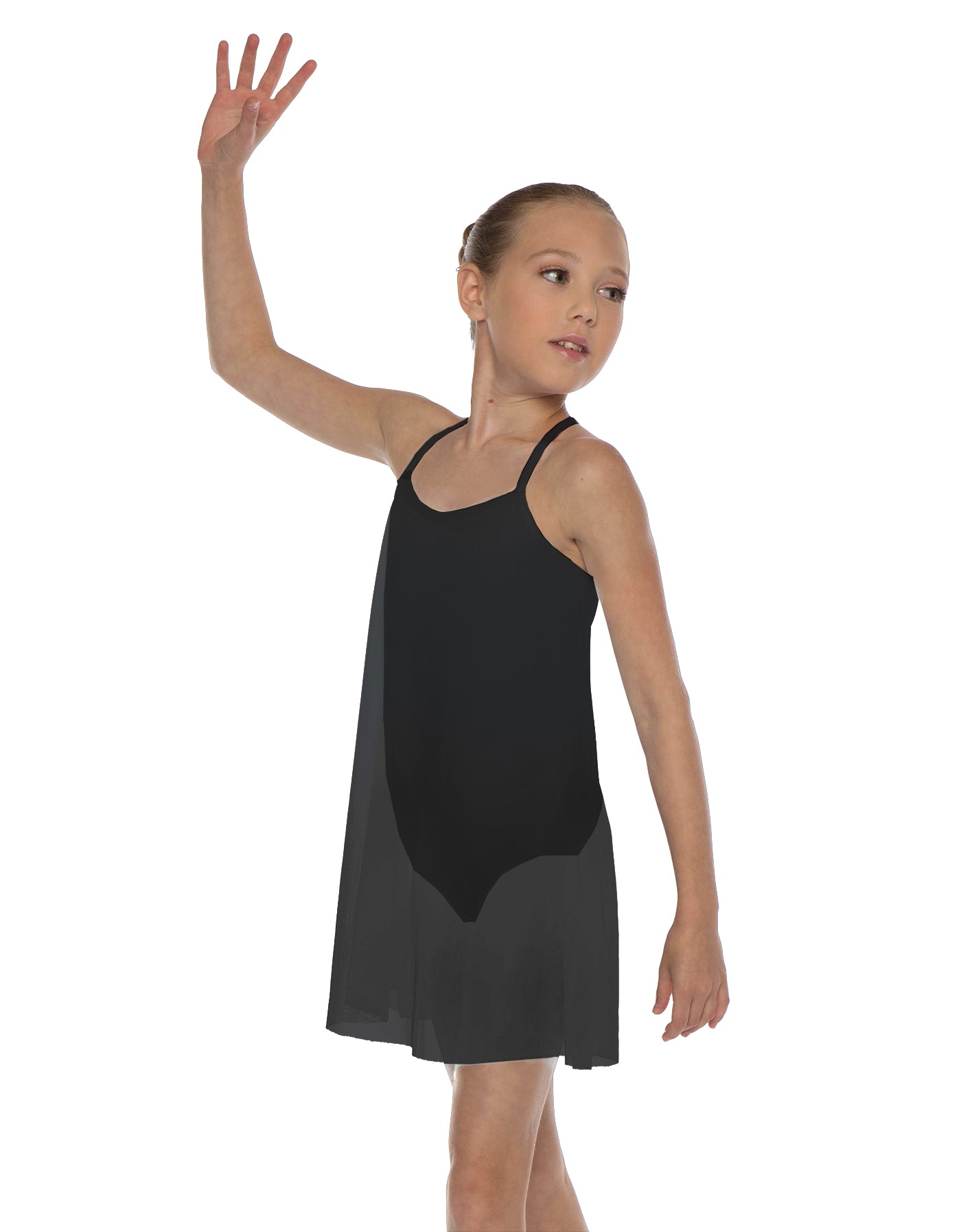 Solid Short Polychiffon Dress with Black Lycra Body