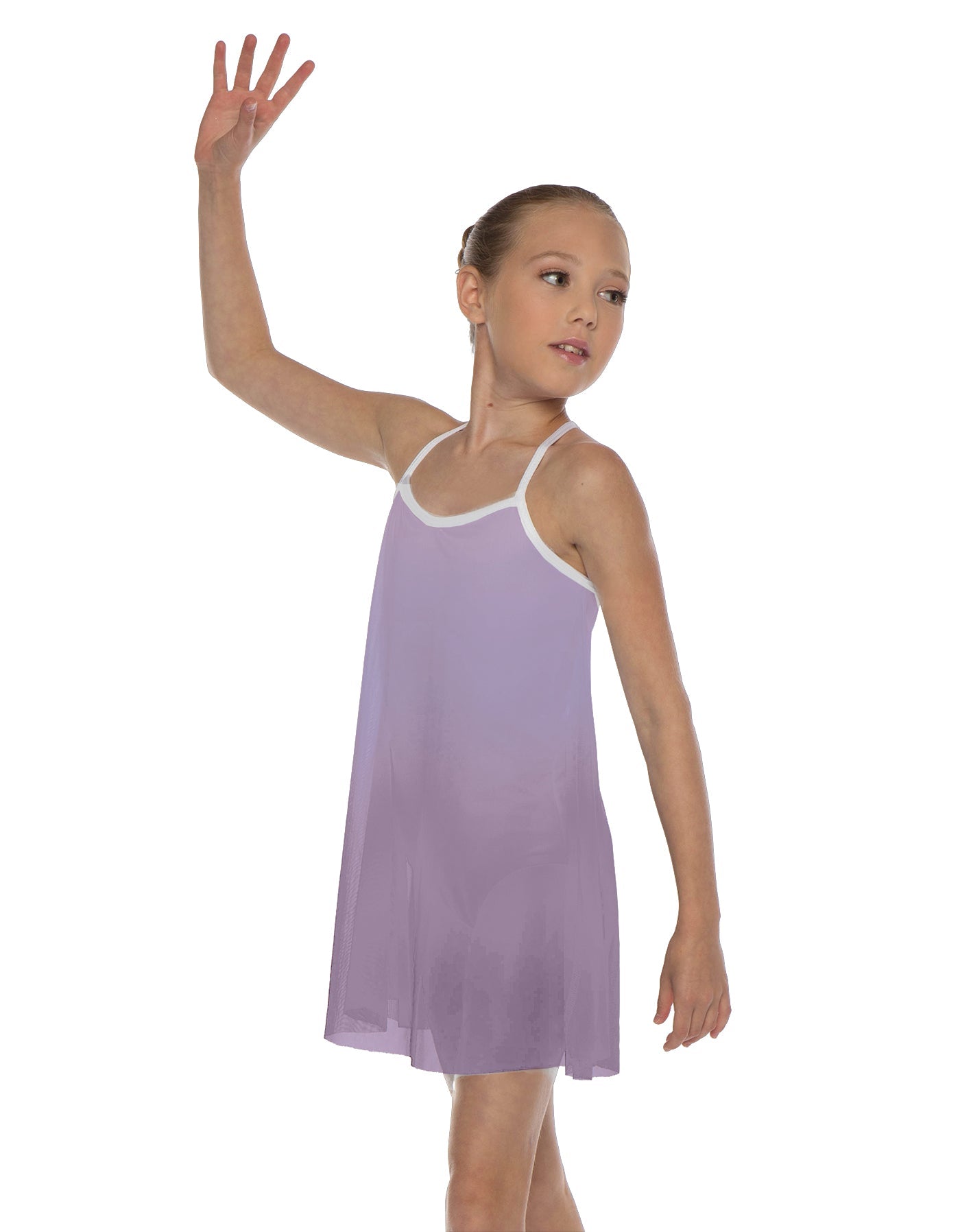 Solid Short Polychiffon Dress with White Lycra Body