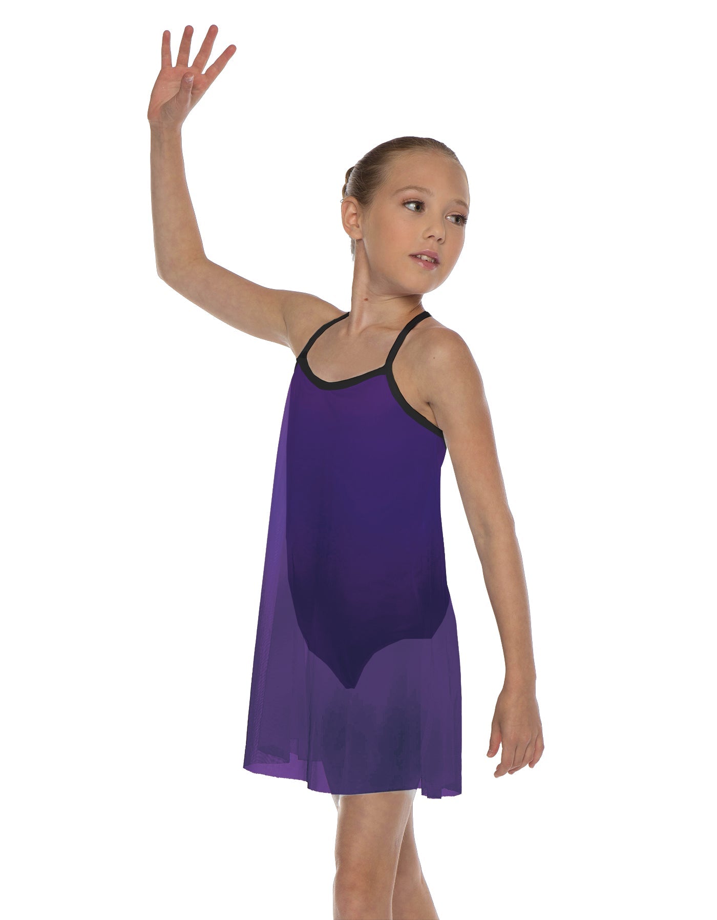 Solid Short Polychiffon Dress with Black Lycra Body