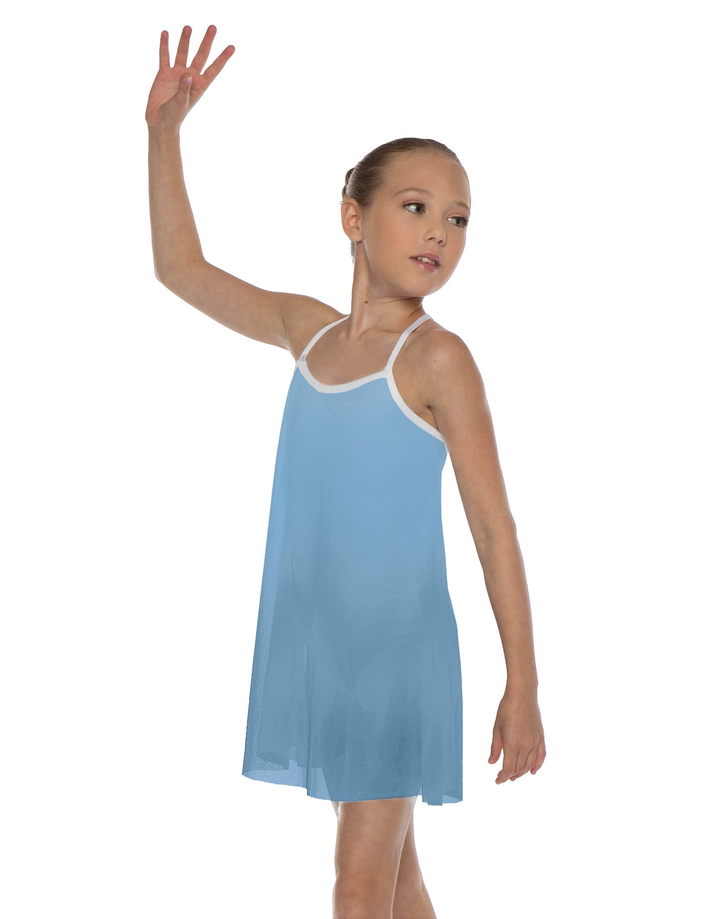 Solid Short Polychiffon Dress with White Lycra Body