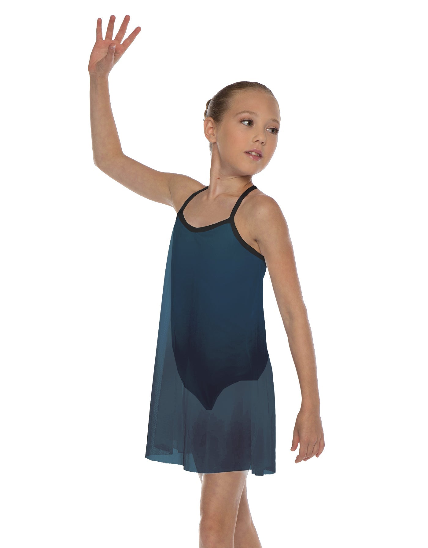 Solid Short Polychiffon Dress with Black Lycra Body