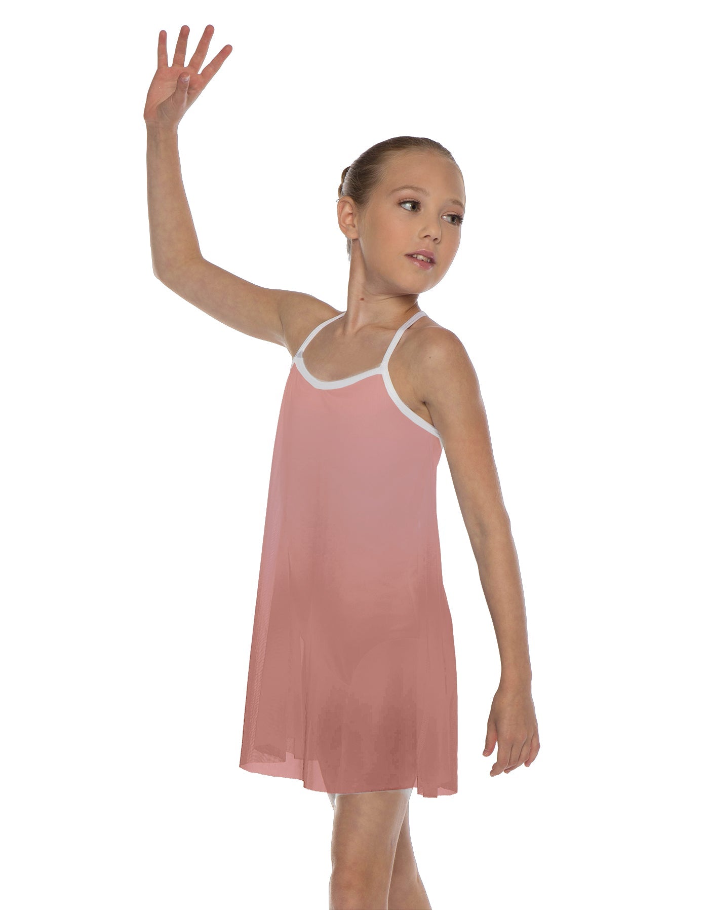 Solid Short Polychiffon Dress with White Lycra Body