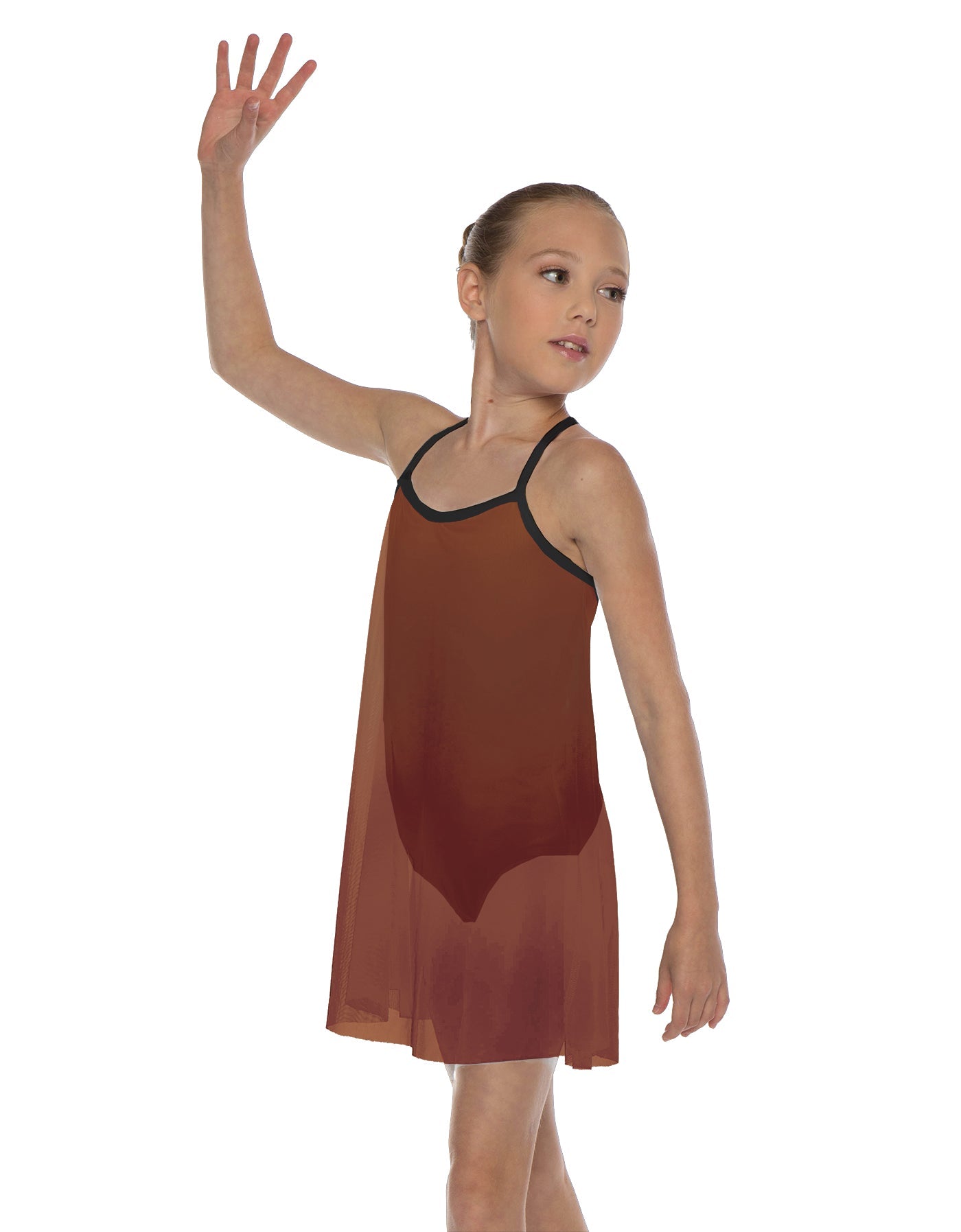 Solid Short Polychiffon Dress with Black Lycra Body