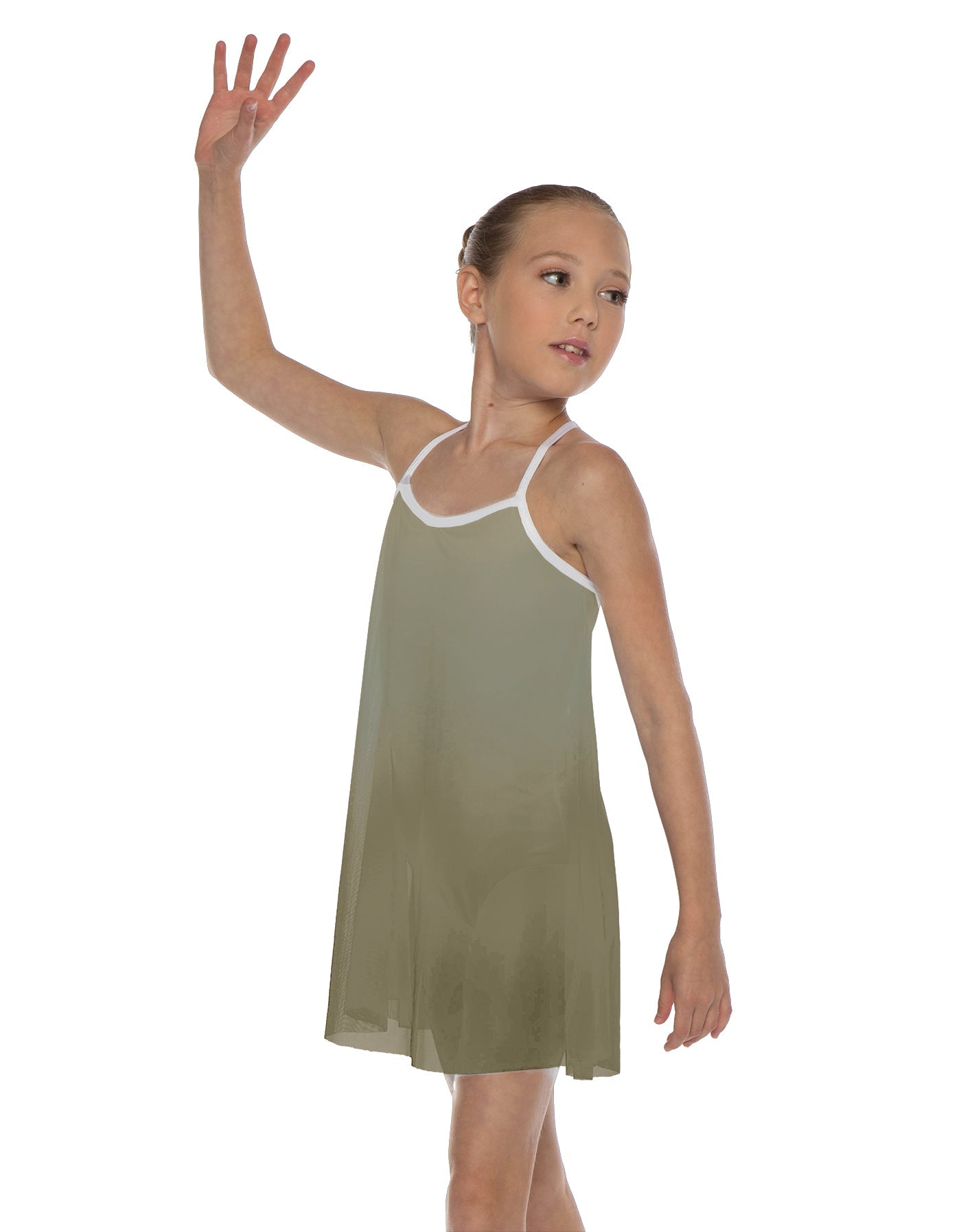 Solid Short Polychiffon Dress with White Lycra Body