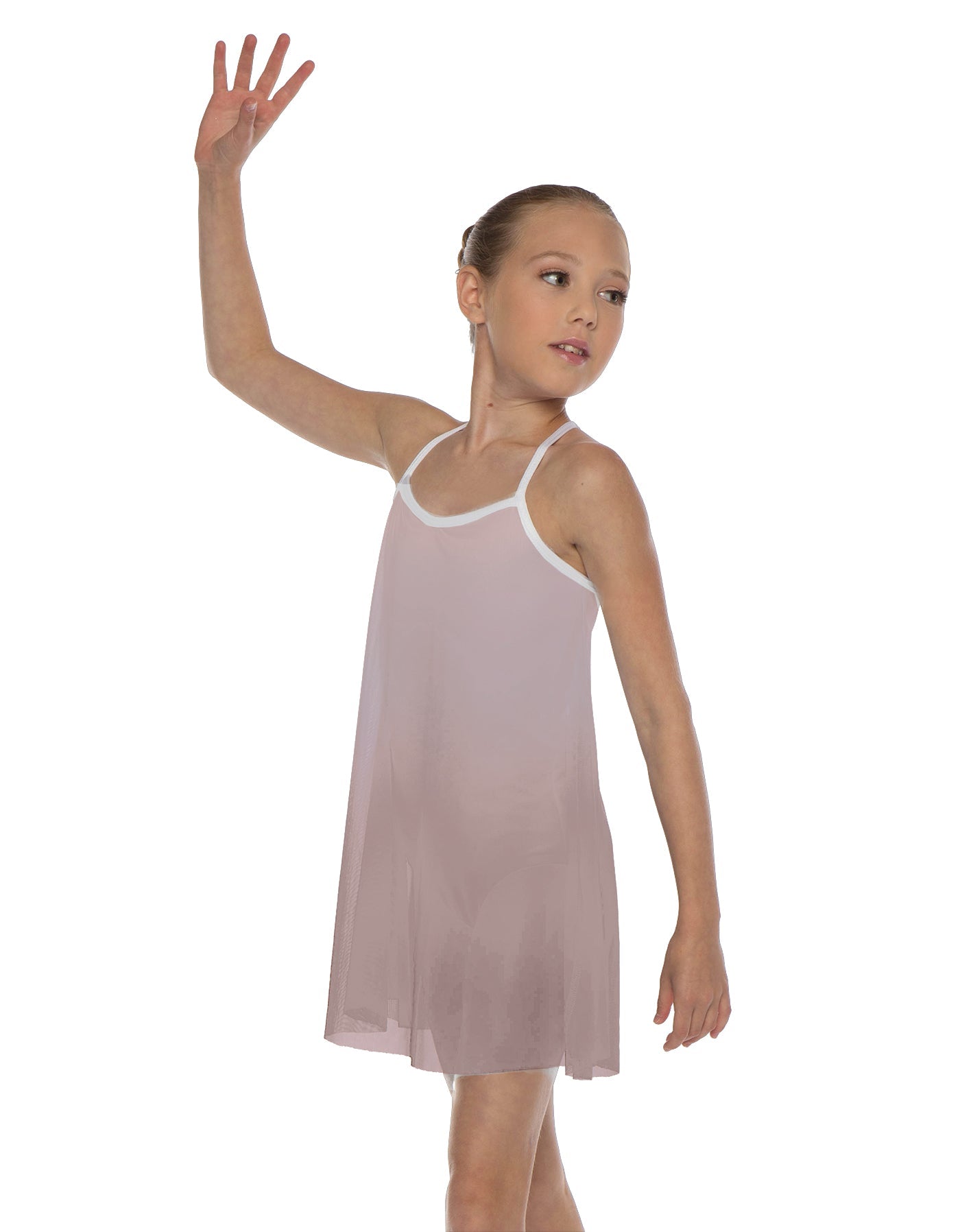 Solid Short Polychiffon Dress with White Lycra Body