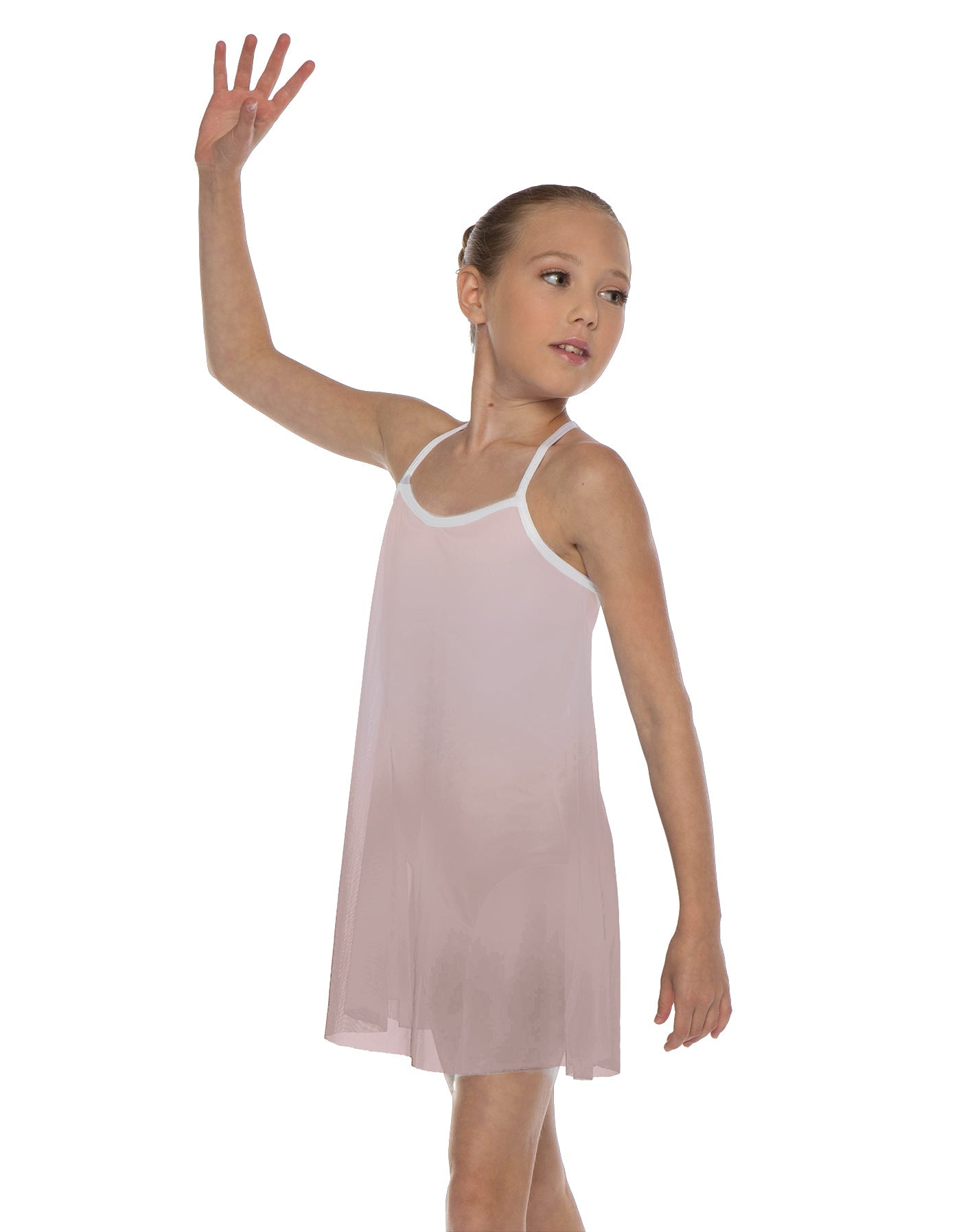 Solid Short Polychiffon Dress with White Lycra Body
