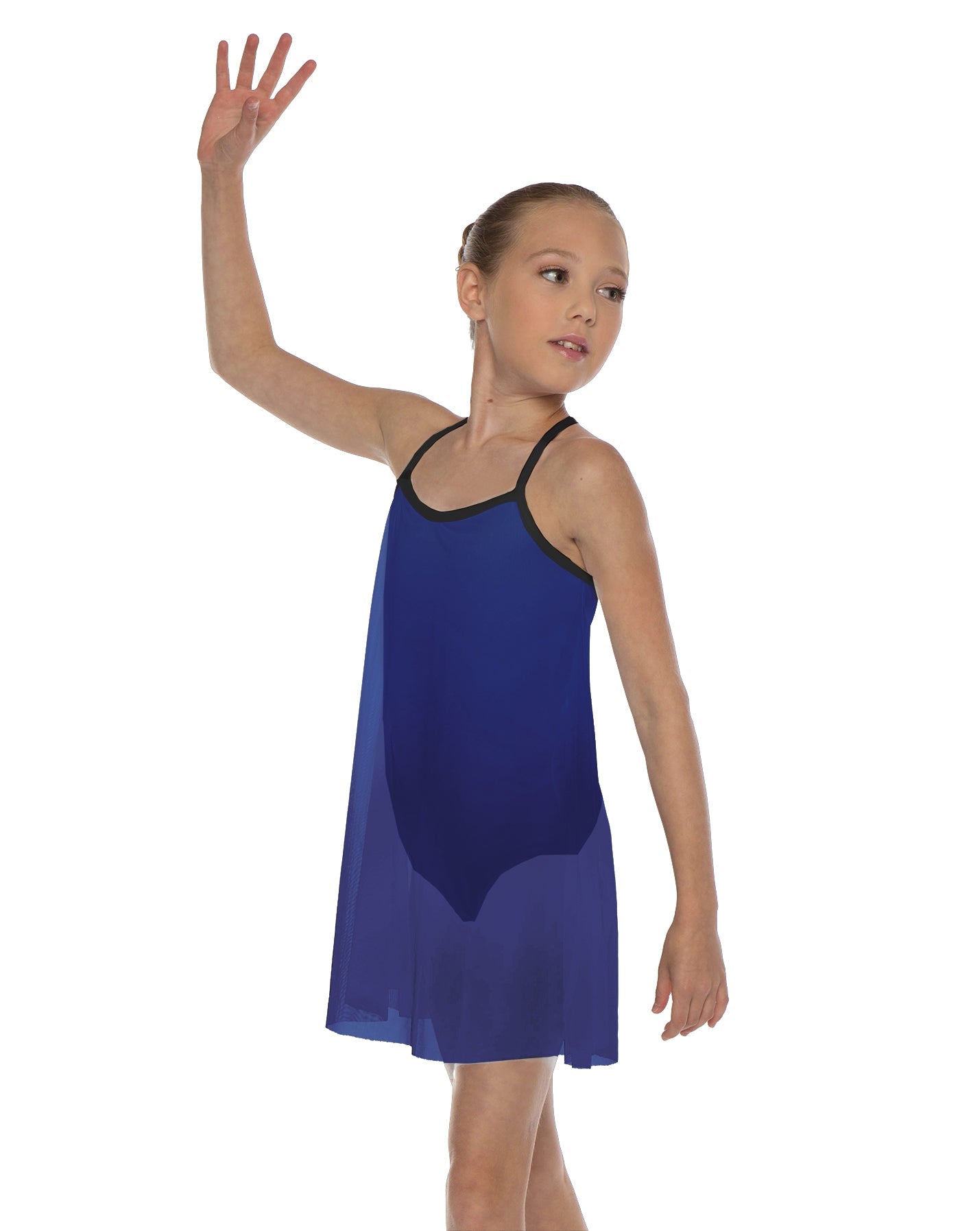 Solid Short Polychiffon Dress with Black Lycra Body
