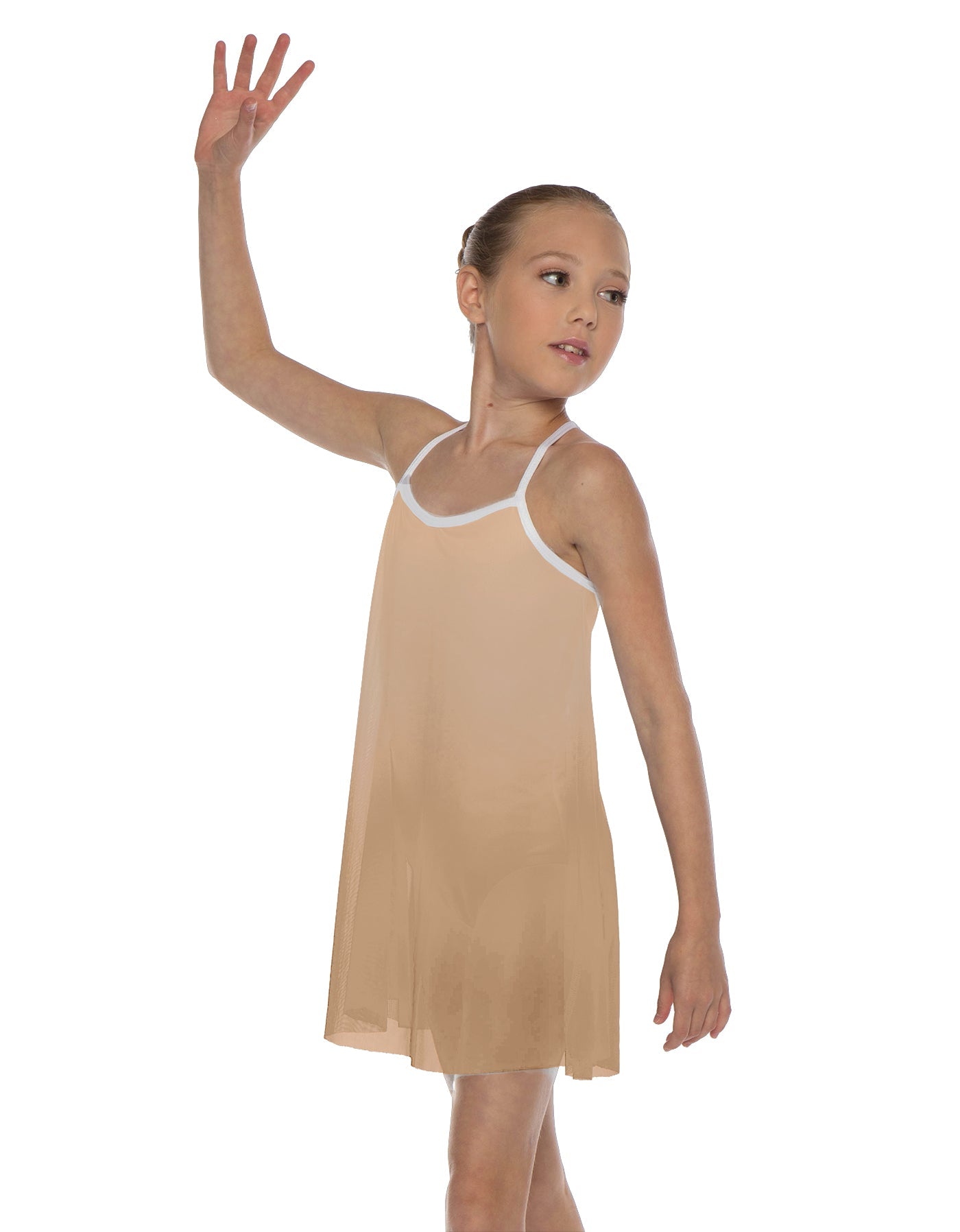 Solid Short Polychiffon Dress with White Lycra Body