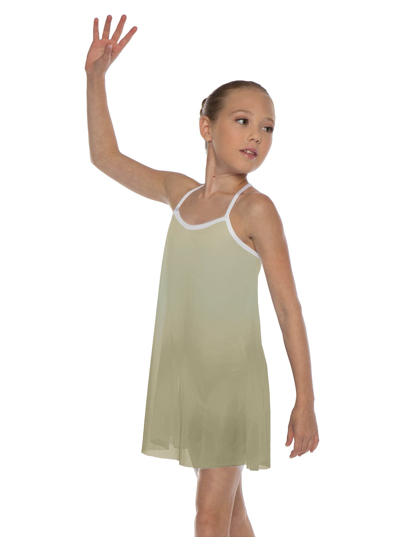 Solid Short Polychiffon Dress with White Lycra Body