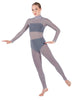 Solid Lycra LS Tneck Open Back Unitard with Bandeau and Panty