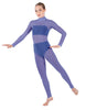 Solid Lycra LS Tneck Open Back Unitard with Bandeau and Panty