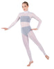 Solid Lycra LS Tneck Open Back Unitard with Bandeau and Panty