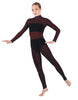Solid Lycra LS Tneck Open Back Unitard with Bandeau and Panty