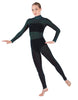 Solid Lycra LS Tneck Open Back Unitard with Bandeau and Panty