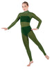 Solid Lycra LS Tneck Open Back Unitard with Bandeau and Panty