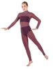 Solid Lycra LS Tneck Open Back Unitard with Bandeau and Panty