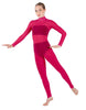 Solid Lycra LS Tneck Open Back Unitard with Bandeau and Panty