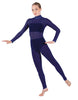 Solid Lycra LS Tneck Open Back Unitard with Bandeau and Panty