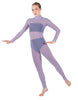 Solid Lycra LS Tneck Open Back Unitard with Bandeau and Panty