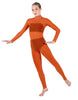 Solid Lycra LS Tneck Open Back Unitard with Bandeau and Panty