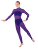 Solid Lycra LS Tneck Open Back Unitard with Bandeau and Panty