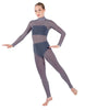 Solid Lycra LS Tneck Open Back Unitard with Bandeau and Panty