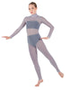 Solid Lycra LS Tneck Open Back Unitard with Bandeau and Panty
