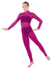 Solid Lycra LS Tneck Open Back Unitard with Bandeau and Panty
