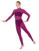 Solid Lycra LS Tneck Open Back Unitard with Bandeau and Panty