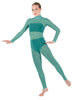 Solid Lycra LS Tneck Open Back Unitard with Bandeau and Panty