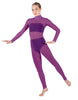 Solid Lycra LS Tneck Open Back Unitard with Bandeau and Panty