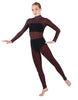 Solid Lycra LS Tneck Open Back Unitard with Bandeau and Panty