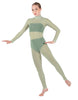 Solid Lycra LS Tneck Open Back Unitard with Bandeau and Panty