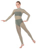 Solid Lycra LS Tneck Open Back Unitard with Bandeau and Panty
