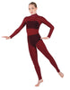 Solid Lycra LS Tneck Open Back Unitard with Bandeau and Panty