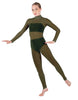 Solid Lycra LS Tneck Open Back Unitard with Bandeau and Panty