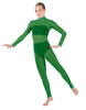 Solid Lycra LS Tneck Open Back Unitard with Bandeau and Panty