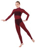 Solid Lycra LS Tneck Open Back Unitard with Bandeau and Panty