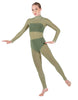 Solid Lycra LS Tneck Open Back Unitard with Bandeau and Panty