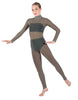 Solid Lycra LS Tneck Open Back Unitard with Bandeau and Panty