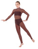 Solid Lycra LS Tneck Open Back Unitard with Bandeau and Panty