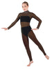 Solid Lycra LS Tneck Open Back Unitard with Bandeau and Panty
