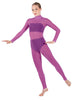 Solid Lycra LS Tneck Open Back Unitard with Bandeau and Panty